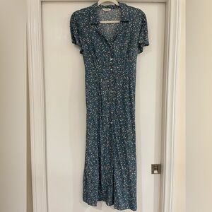 Lucky Brand Blue Floral Maxi Dress M